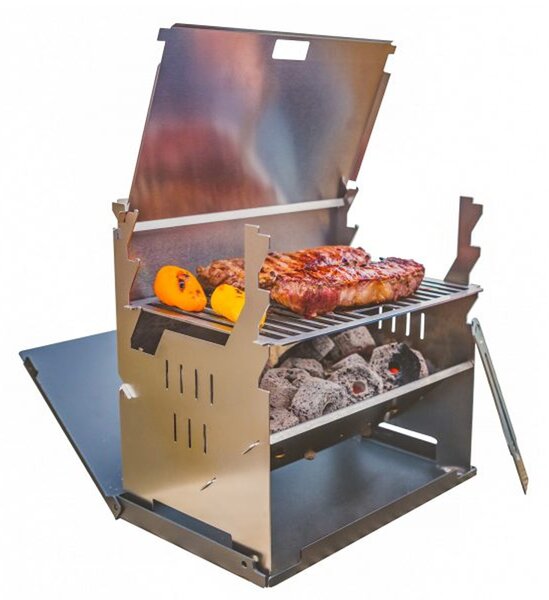 FENNEK - Griglia per esterni - 100% acciaio inox - smontabile - superficie griglia 27 x 18,3cm