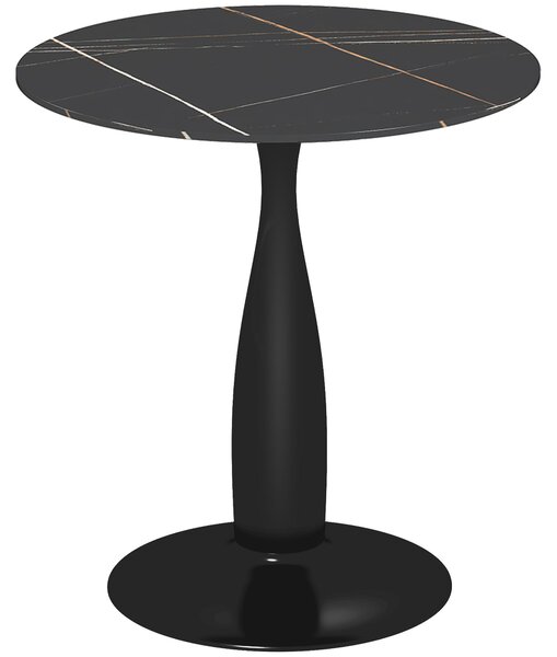 HOMCOM Tavolo da pranzo, tavolo da cucina rotondo, tavolo da sala da pranzo con struttura in acciaio nero