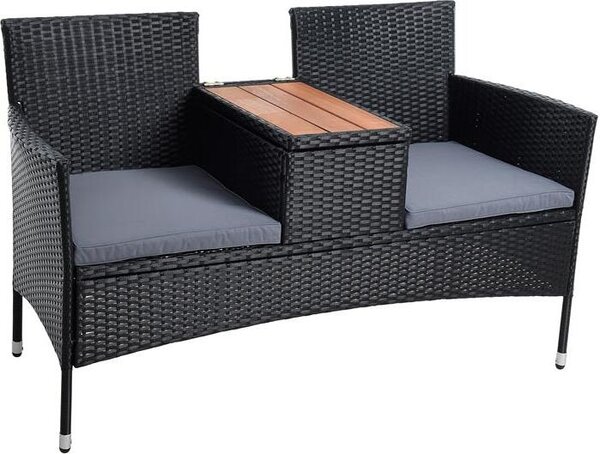 Panca da giardino in polyrattan Panca in rattan 2 posti arredo giardino balcone nero