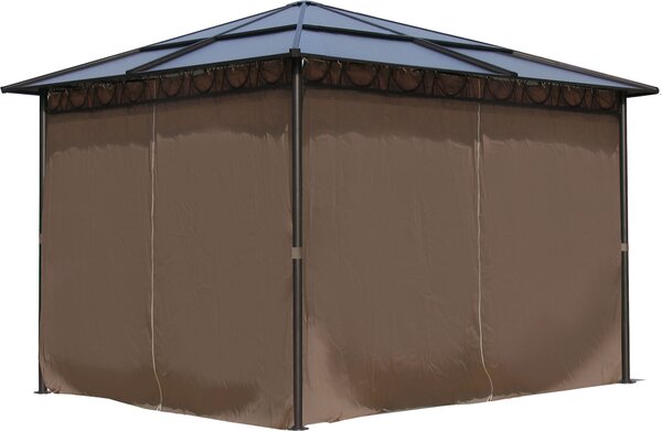 Gazebo da giardino in metallo con tetto rigido 3x3 m con 4 pannelli laterali in policarbonato alveolare