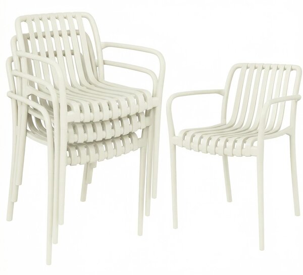 Set da 4 sedie da giardino Outsunny: sedie da terrazza impilabili con design a doghe
