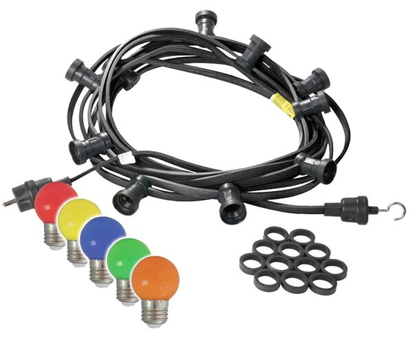 Catena luminosa per feste 40 m - catena luminosa per esterni nera - Germany - 60 luci a sfera LED colorate