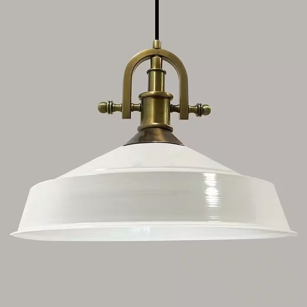 Lampada a sospensione in metallo Ø41 cm, bianco interno bianco, E27, lampada vintage