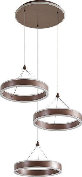 Lucande LED a sospensione Kolo, marrone, 3 luci, dimmerabile