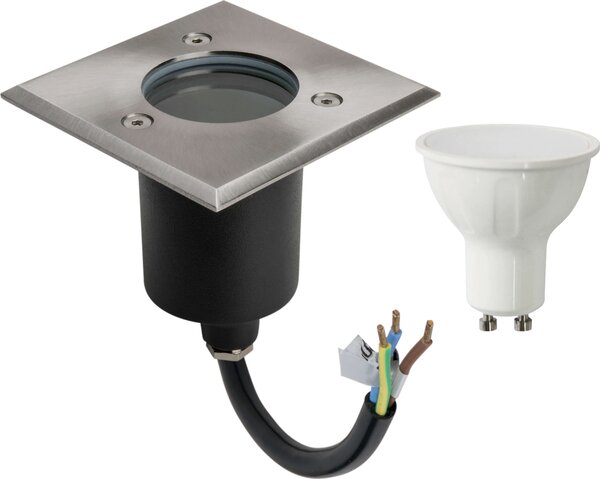Lampada da terra a LED in acciaio inossidabile, di forma angolare, con lampadina a LED da 6 W, luce bianca fredda
