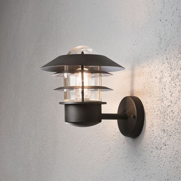 Applique Konstsmide Modena in alluminio laccato nero con vetro trasparente
