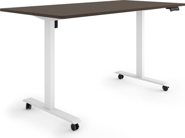 ESMART Germany ETX-121WE 160x80cm Decorazione ebano Scrivania ergonomica in piedi/seduta su rotelle Regolabile elettricamente in altezza in modo continuo 78,5-128,5cm 3 x memoria Promemoria attività Soft-Start/Stop