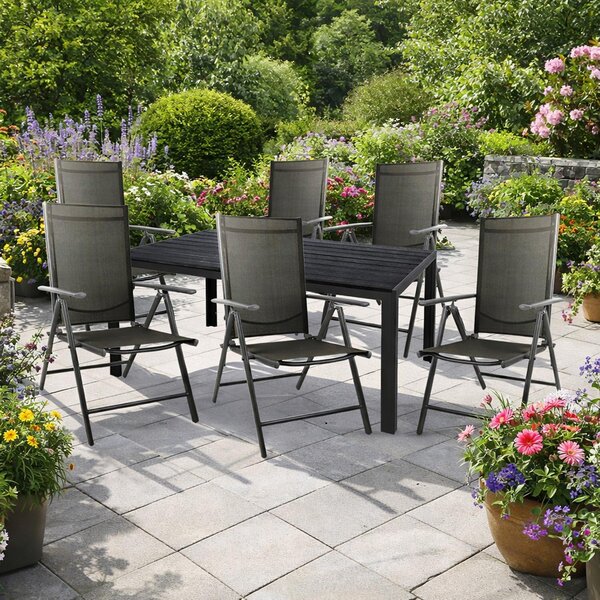 Set da giardino 7 pezzi Set di sedute 180x90 cm Alluminio Non-Wood Antracite