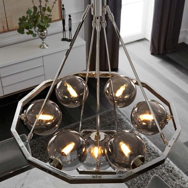 Quintiesse QN-HARPER7 - Lampadario a stelo HARPER 7xE14/60W/230V cromo lucido/fumé