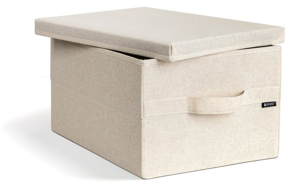 Scatola con coperchio beige in tessuto 31x41x22 cm Soft Storage Medium – Bigso