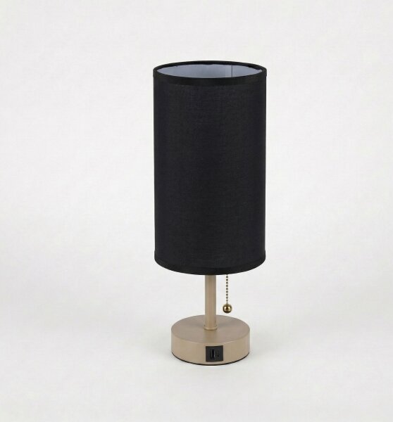 Brilagi - Lampada da tavolo con porta USB TABLON 1xE27/25W/230V beige/nera