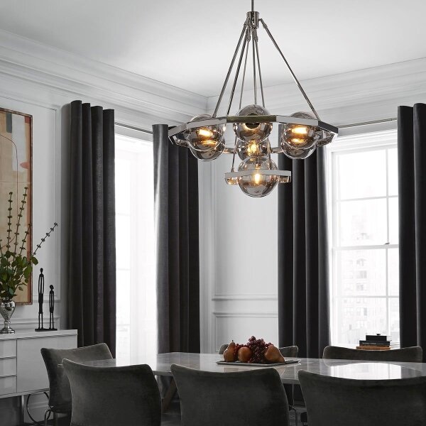 Quintiesse QN-HARPER7 - Lampadario a stelo HARPER 7xE14/60W/230V cromo lucido/fumé