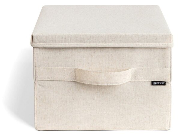 Scatola con coperchio beige in tessuto 31x41x22 cm Soft Storage Medium – Bigso