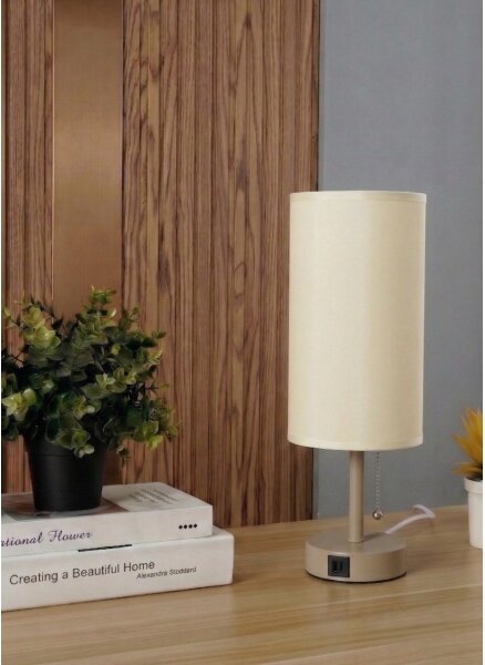 Brilagi - Lampada da tavolo con porta USB TABLON 1xE27/25W/230V beige/crema