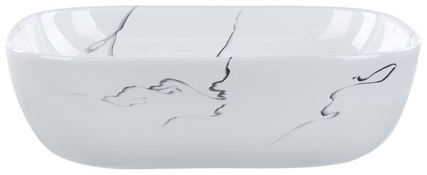 BELIANI Lavandino da bagno in Vetroceramica bianca effetto marmo rettangolare 47 x 34 cm stile glam