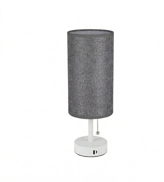 Brilagi - Lampada da tavolo con porta USB TABLON 1xE27/25W/230V bianco/grigio