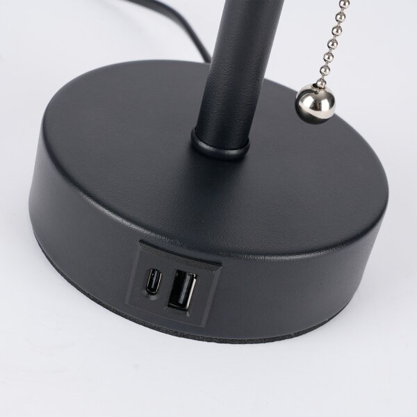 Brilagi - Lampada da tavolo con porta USB TABLON 1xE27/25W/230V nera/bianca