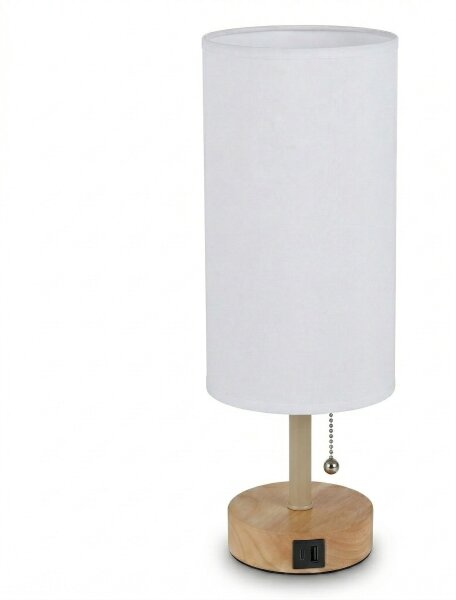 Brilagi - Lampada da tavolo con porta USB TABLON 1xE27/25W/230V rovere/beige/bianco