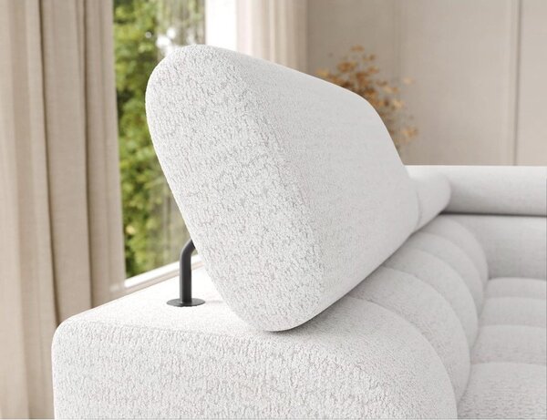 Divano angolare color crema allungabile (con penisola a sinistra/a U) con rivestimento in bouclé Feraria – ELTAP