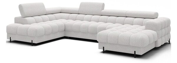Divano angolare color crema allungabile (con penisola a sinistra/a U) con rivestimento in bouclé Feraria – ELTAP