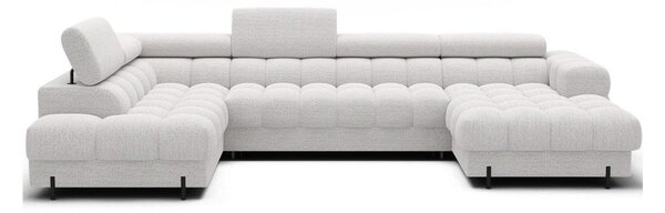 Divano angolare color crema allungabile (con penisola a sinistra/a U) con rivestimento in bouclé Feraria – ELTAP