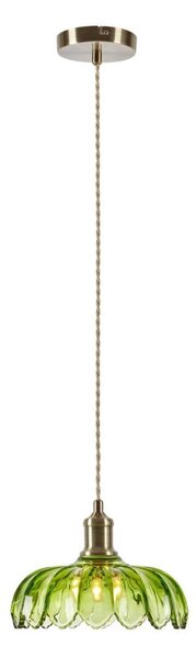 Markslöjd 109177 - Lampadario a cavo KURAGE 1xE27/40W/230V ottone/verde fumé