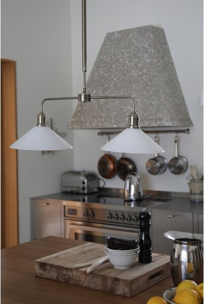 Markslöjd 109160 - Lampadario con asta VELA 2xE27/60W/230V bianco/ottone