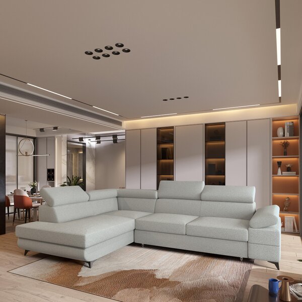 Divano angolare Masseno FAVIEN L-S con funzione letto a L, divano con box letto, divano da soggiorno, divano, divano letto, set di divani - grigio chiaro, QUELLE 83