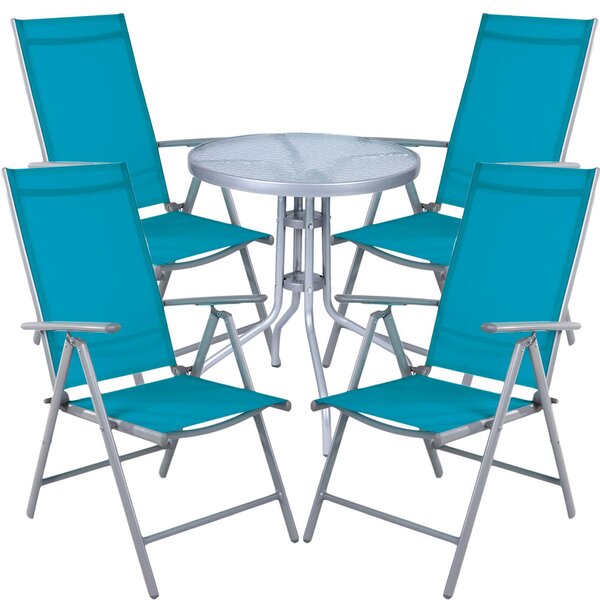 Set da bistrot, 5 pezzi, grigio argento / petrolio