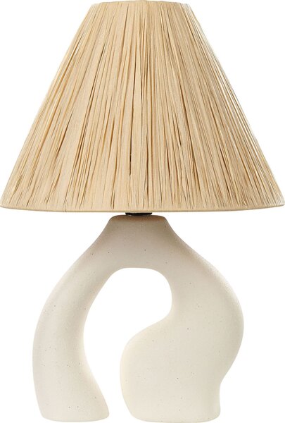 BELIANI Lampada da tavolo in Vetroceramica bianca paralume in carta per illuminazione comodino soggiorno camera da letto