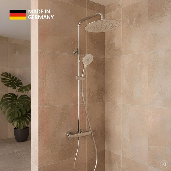 Sistema doccia CARLDIX con termostato 71000100-00 A vista, set completo, soffione a pioggia da 300 mm, cromato
