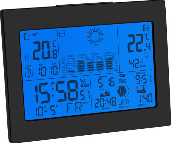 Stazione meteorologica wireless Horizon Plus TFA 35.1155.01.99 Orologio radio Controllo climatico ambiente 2 display