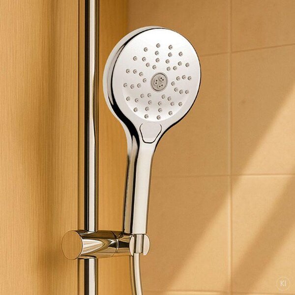 Doccetta AquaCraft 3 modalità di getto 120 mm I Soffione doccia a risparmio idrico cromato I I Soffione doccia con funzione massaggio e getto a pioggia I Soffione doccia a pioggia Easy Clean I con pulsante I Attacco standard