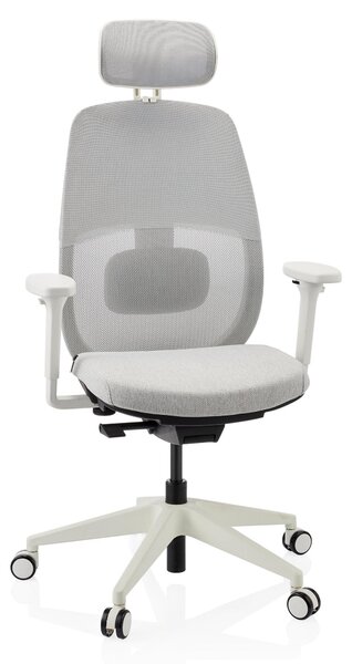 Hjh OFFICE sedia professionale per ufficio Skandis Pro sedia da scrivania ergonomica con braccioli (regolabile in altezza) in tessuto / rete grigio sedia girevole per ufficio, casa