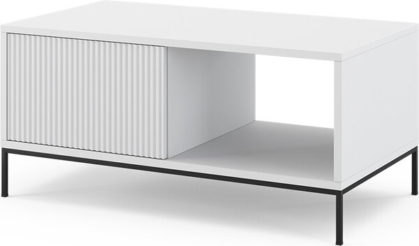 Tavolino da caffè Vicco Eliza Bianco 90 x 50 cm con un cassetto, Model 49504