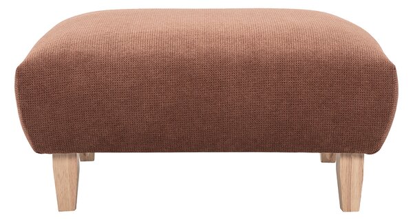 Poggiapiedi in tessuto di ciniglia terra bruciata e legno chiaro L75 cm BASTILLE