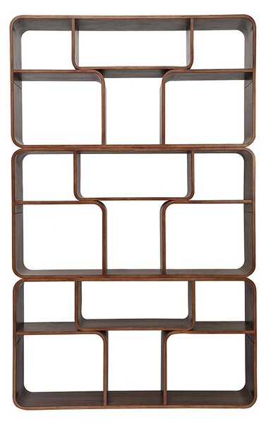 Libreria aperta multi scomparti in legno scuro noce L120 cm WARHOL