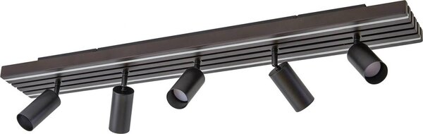 Faretto da soffitto a LED Lucande Tiron, 5 ante, 100 cm, rovere