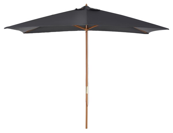 Outsunny Ombrellone da Giardino 2x3m in Legno e Bambù con 8 Stecche e Copertura in Poliestere, Grigio Scuro