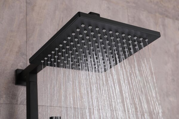 Doccia a pioggia XXL, soffione ABS 3030TB, colore nero - 23 x 23 cm