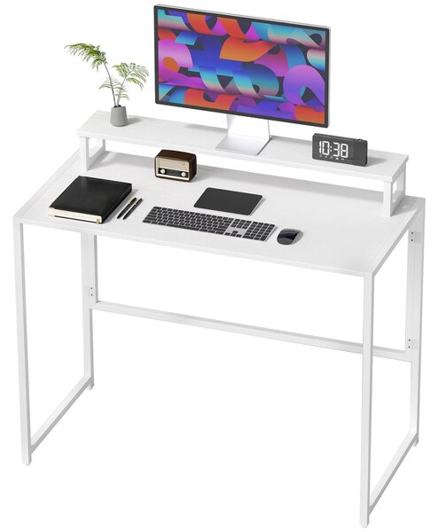 Scrivania pieghevole HOMCOM per computer con supporto per monitor, colore bianco