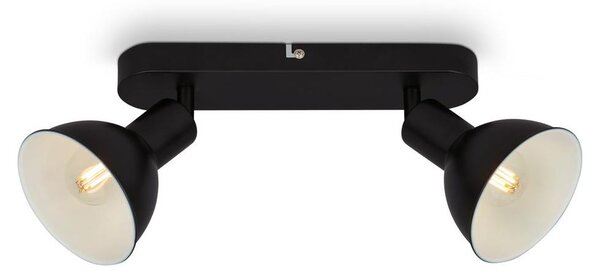 Plafoneira Spot vintage orientabile e inclinabile 2xE14 25W nero Briloner