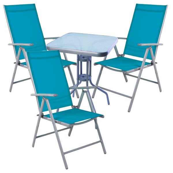 Set da bistrot, 4 pezzi, grigio argento / petrolio