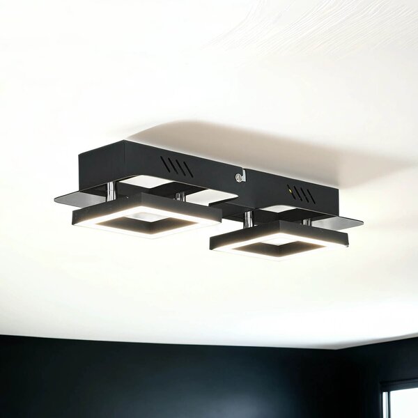 Lampada a soffitto LED nero cromo allungata luce bianca neutra 4200 K 600 lm