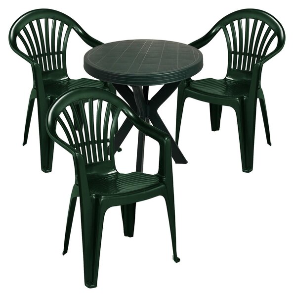Set di sedute per balcone, mobili da giardino, set da 4 pezzi, plastica, colore verde