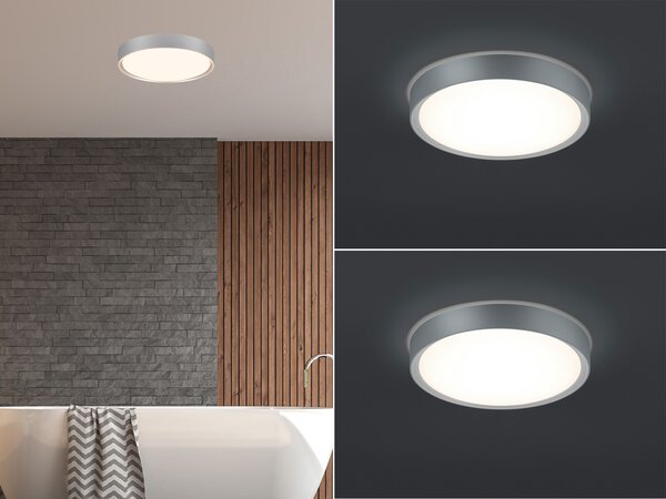 Set di plafoniere a LED grigie Ø 33 cm per bagno, bagno degli ospiti e ambienti umidi