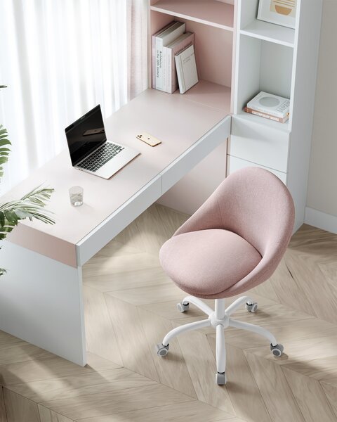 SONGMICS Sedia da ufficio, sedia girevole, sedia da scrivania, rosa