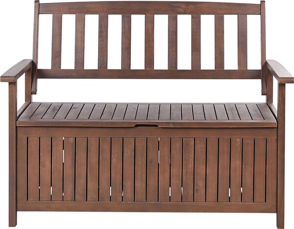 BELIANI Panca da giardino con contenitore in legno massiccio di acacia marrone scuro 120 x 60 cm 2 posti Terrazza da giardino Stile rustico tradizionale