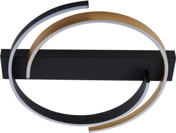 Lucande Plafoniera LED Natsuma, nero/oro, Ø50 cm