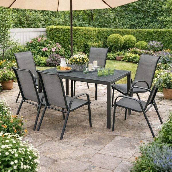 Set da giardino da esterno 7 pezzi Set di sedute 180x90 cm Alluminio Non Wood